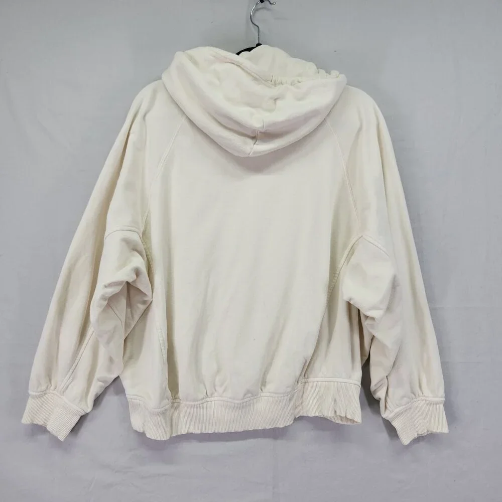 Madewell Hooded Cocoon Sweatshirt Size Large Relaxed Dolman Sleeve Ivory - Picture 2 of 14